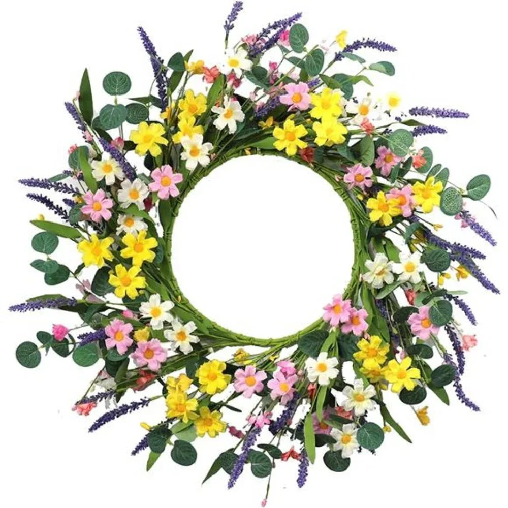 20” Artificial Floral Spring and Summer Wreath for Front Door